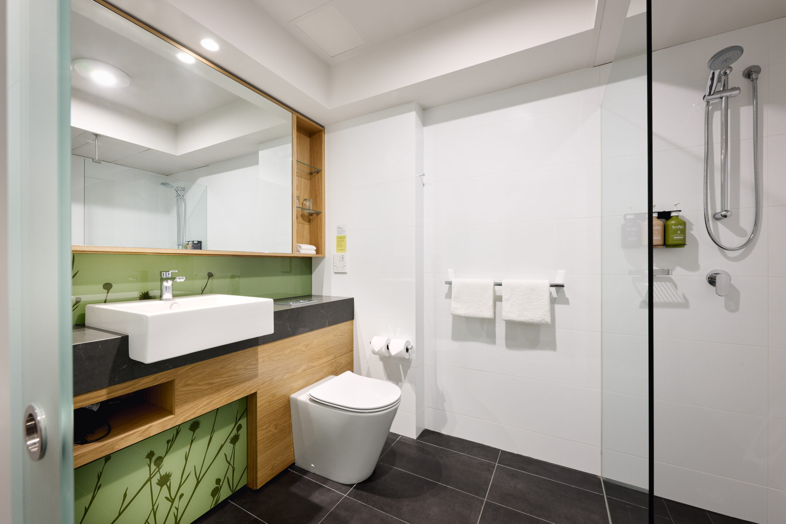bathrooms with Soak amenities and showers. Baths upon request depending upon availability